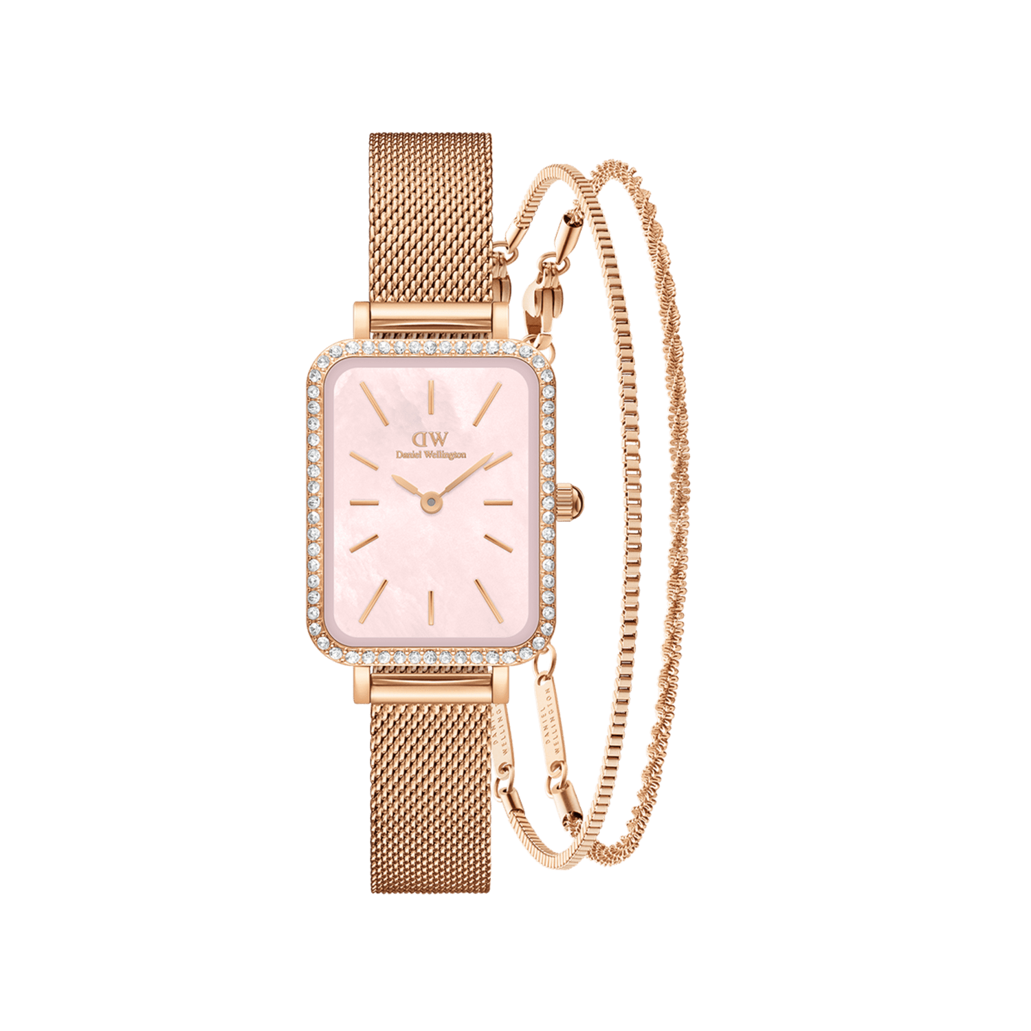 Quadro Bezel & 2x Bracelet Set Rose Gold