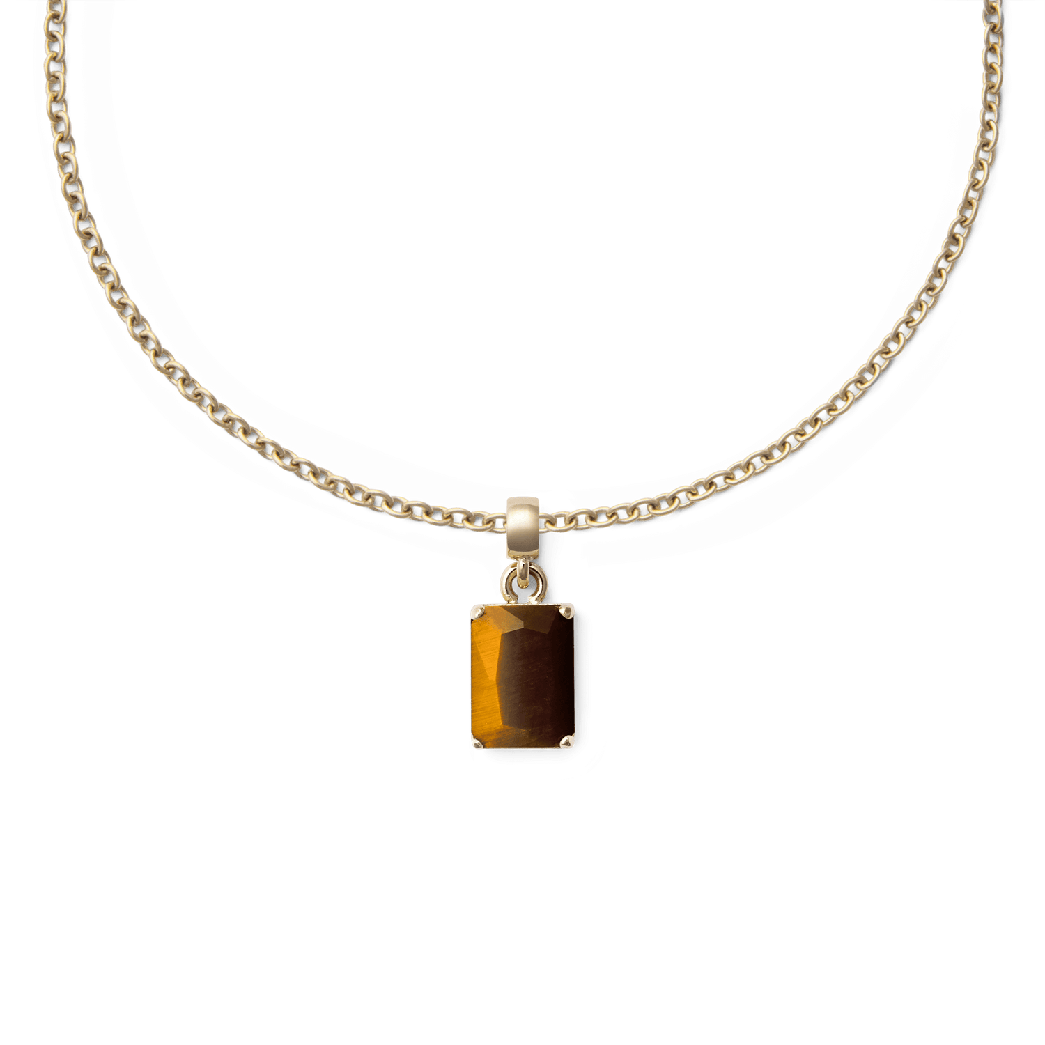 Tiger eye Octagon Gold Charm