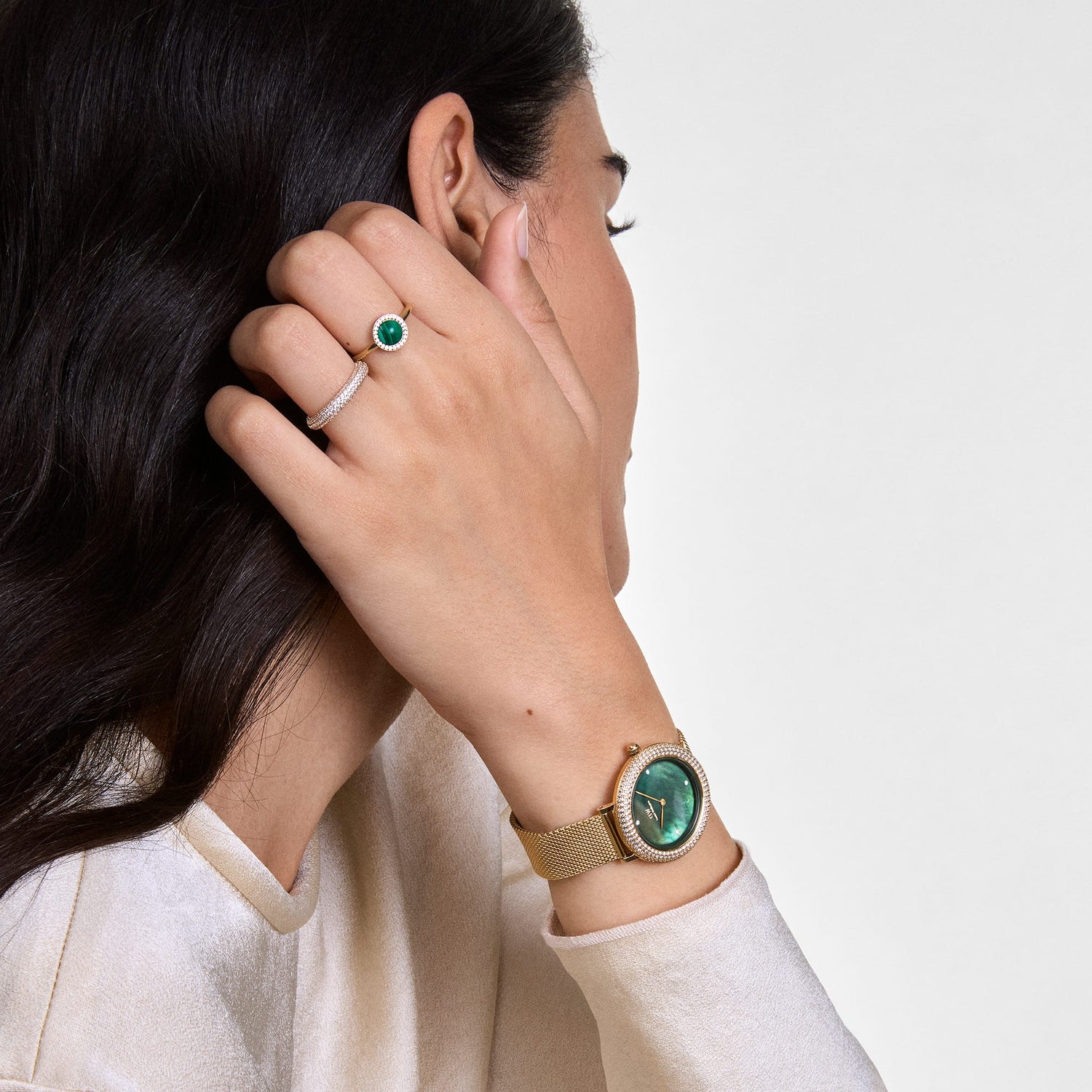 Audrey Ring Malachite Gold