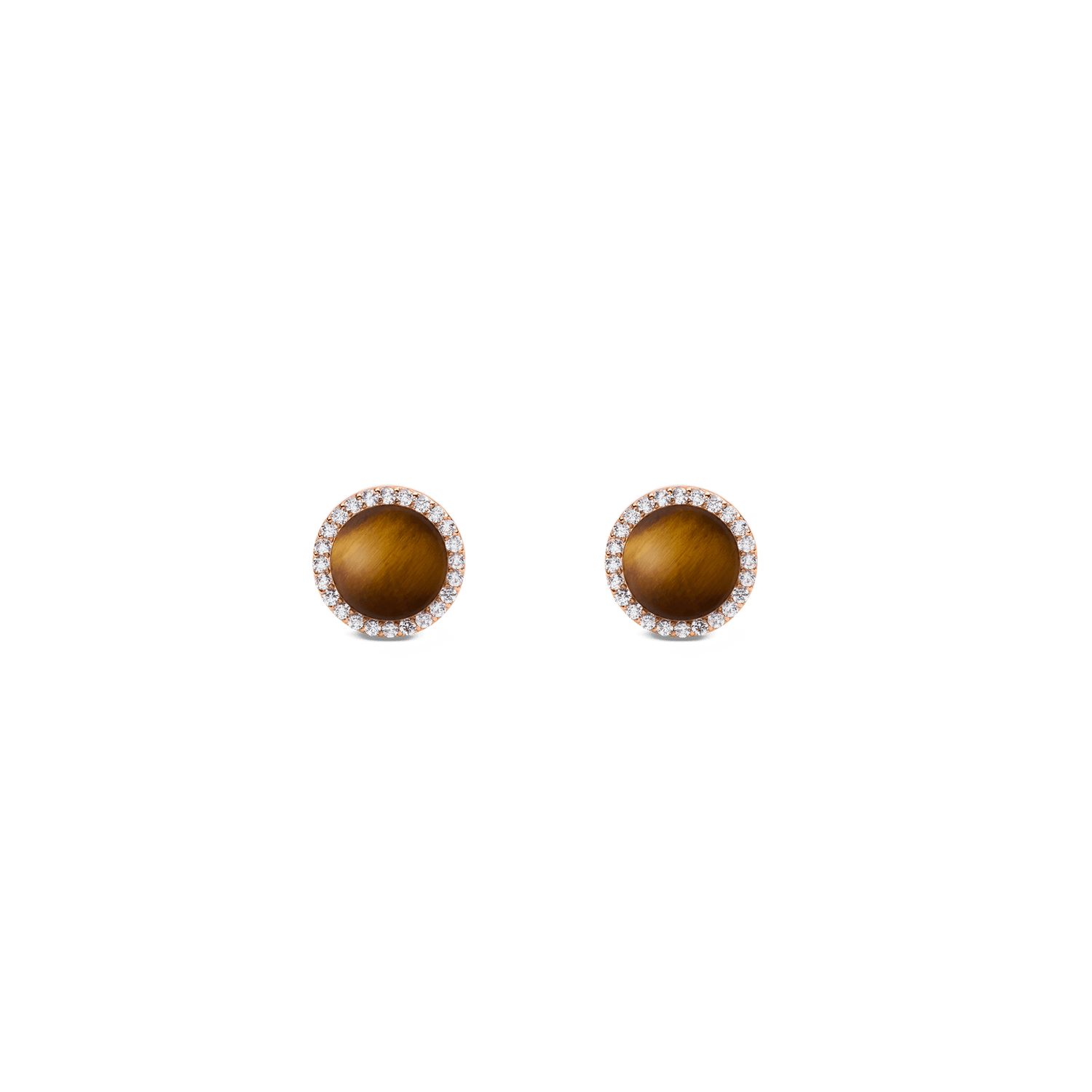 Audrey Earrings Tiger Eye Rose Gold