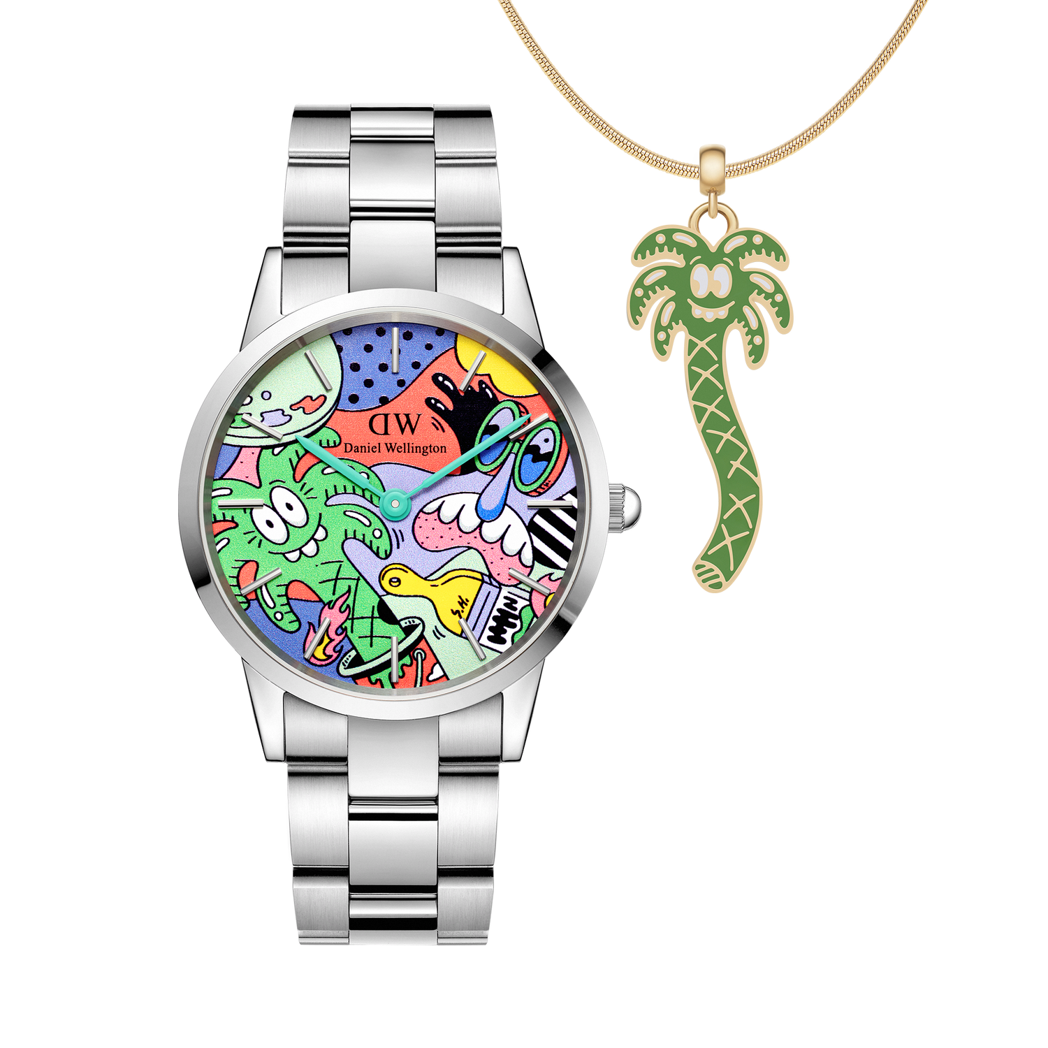 Steven Harrington x DW SET: Iconic Link Multicolor & Palm Tree Charm Silver