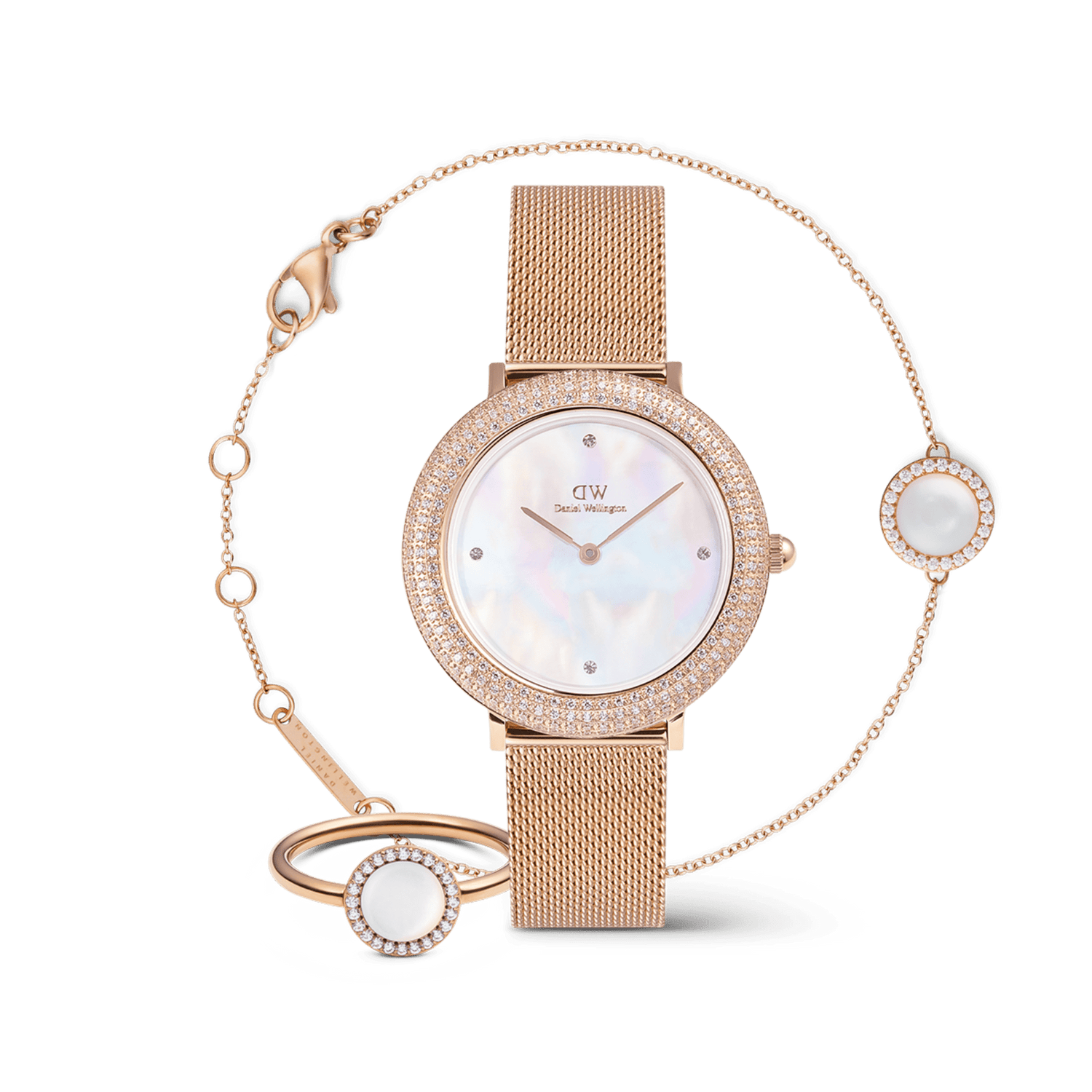 Crystalline Bezel & Audrey MOP Rose Gold Set