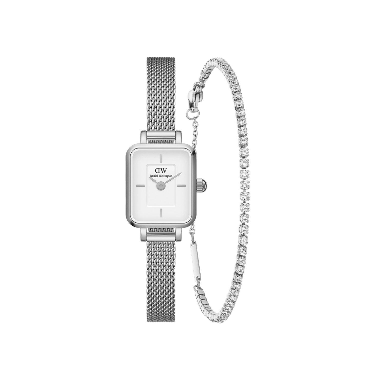 Quadro Mini & Tennis Bracelet Silver