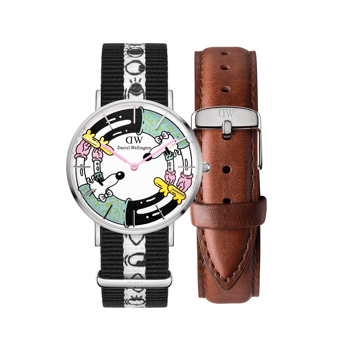 Steven Harrington x DW SET: NATO Multicolor Printed Dial & Strap Silver