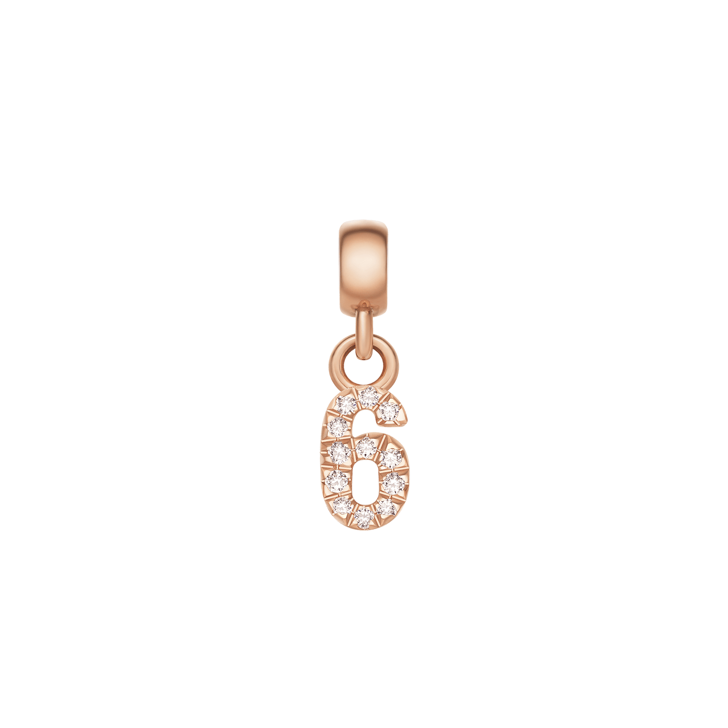 Crystal Number Charm Rose Gold